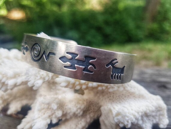 Sterling Cuff Bracelet Signed GIBB Storyteller Bra