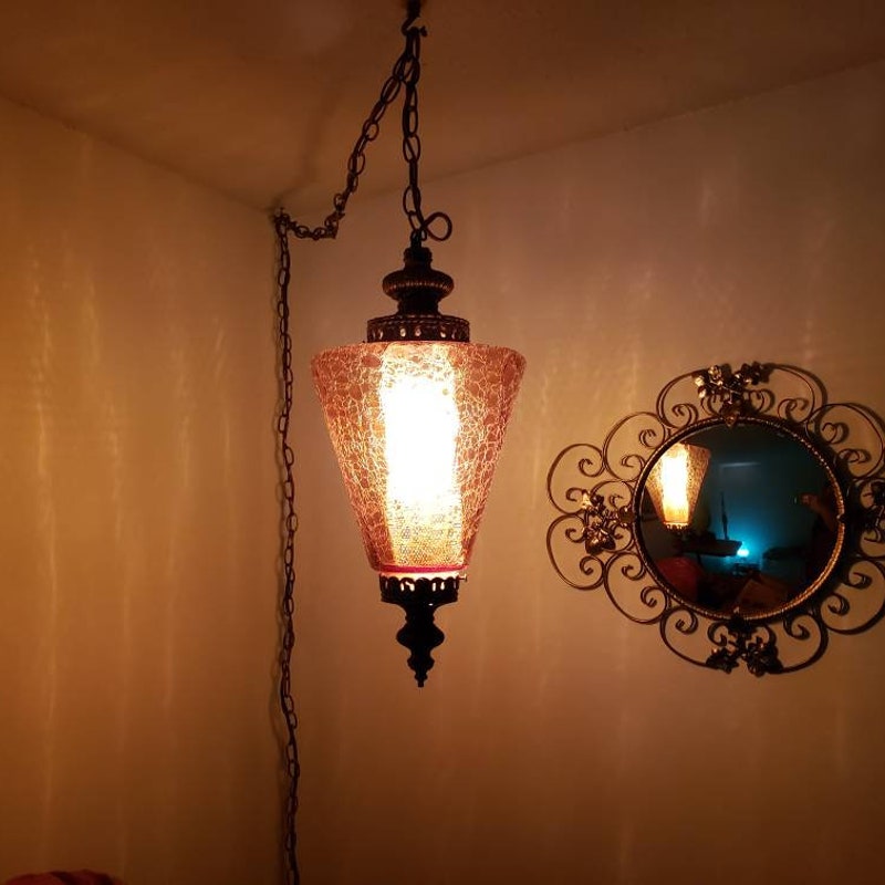 Vintage Swag Lamp, Light Diffused 