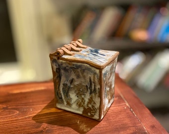 Unique handmade ceramic box with hinges