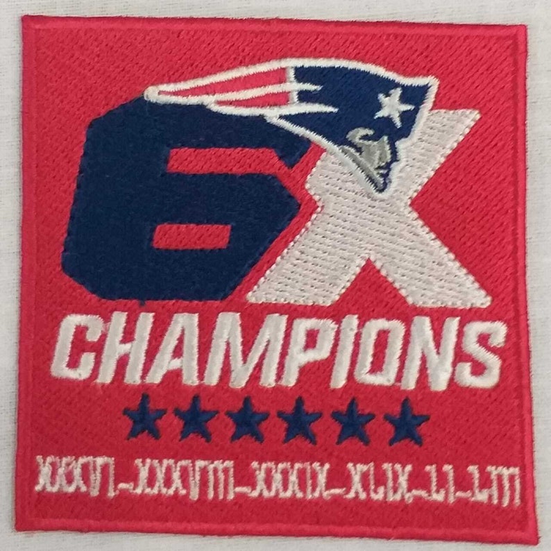 New England Patriots 6x Super Bowl Champions Red Iron on Patch | Etsy
