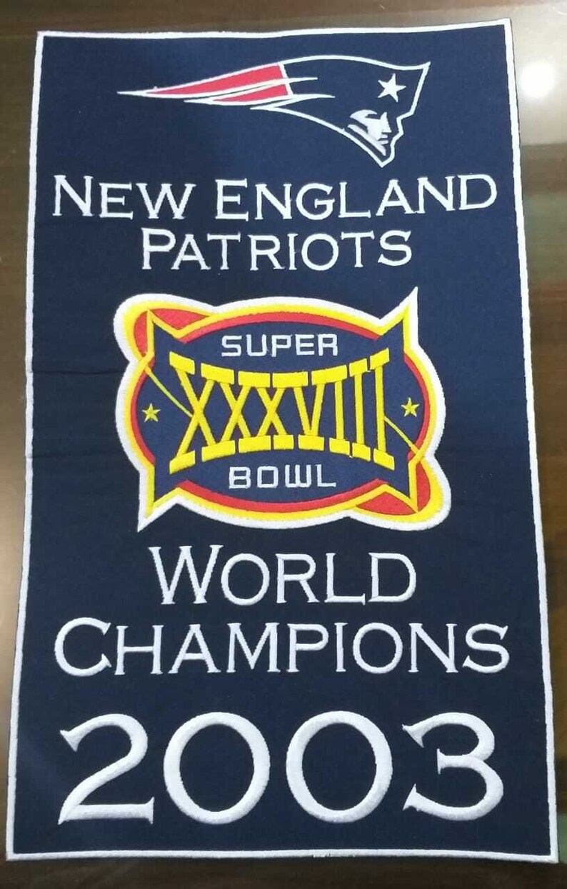 New England Patriots Super Bowl XXXVIII 38 2003 World Champions 14 x 8.5 Banner