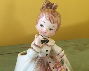 Vintage Pink Inarco Girl Planter