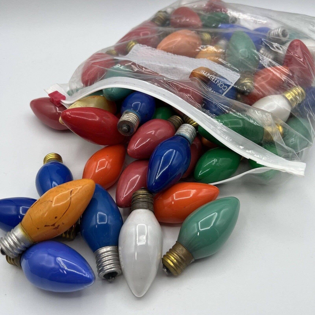 50 Vtg C9 Christmas Light Bulbs Multi Color Indoor Outdoor Etsy