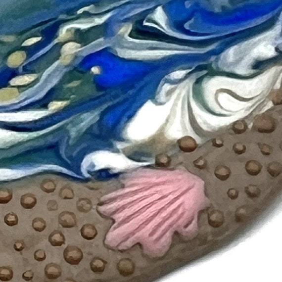 Handmade Studio Art Pottery Ocean Beach Scene Bro… - image 4