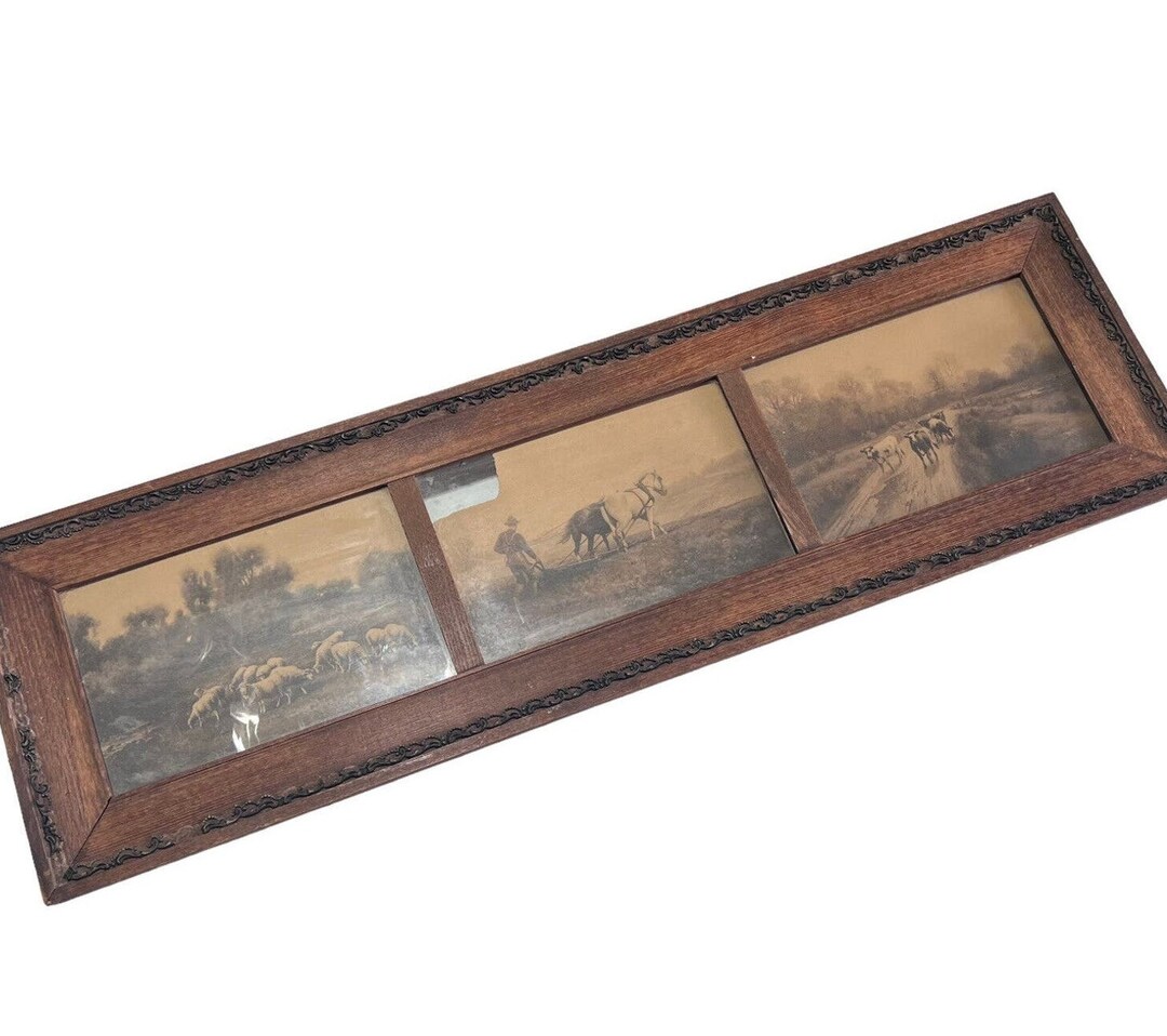 Antique Dark Wood Buffet Frame 3 Pane Gesso Scroll Design Victorian ...