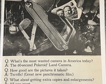 VTG 1960er Jahre Polaroid Instant Land Kamera Print Ad Papa Kamera 11 x 14 Fotograf