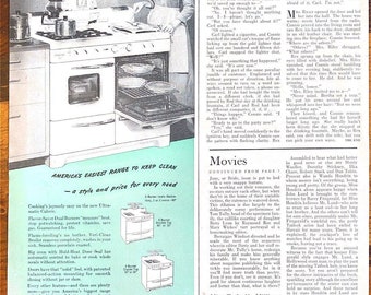 Vtg Aqua Caloric Gas Range Herd Print-Anzeige Werbung 1940er Jahre Küche