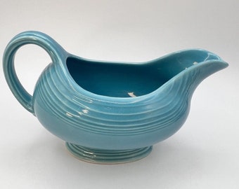 Vtg Turquoise Fiesta Gravy Sauce Boat Homer Laughlin 8" AS-IS