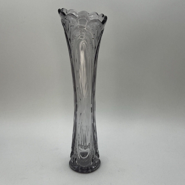 Antique EAPG Sun Purple Swung Glass Vase 11.5" Clear Lavendar Maganese
