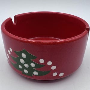 Vintage Red Waechtersbach Christmas Tree Ashtray Ceramic Germany 4&quot; Trinket Dish