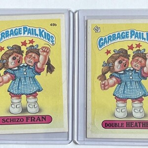 Garbage Pail Kids série 2 Cartes originales Double Heather Schizo Fran 49a et 49b