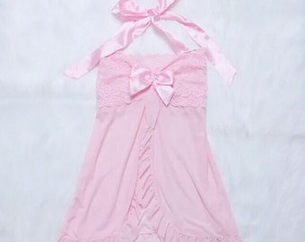 Dollette Coquette Bow Pink Satin Dress