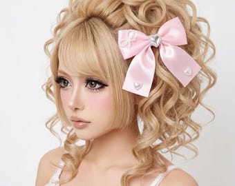 1 Pink heart bow  y2k 2000s coquette