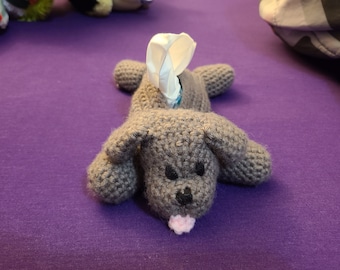 Crochet Makkachin Inspired Mini Tissue Box Pocket Pack