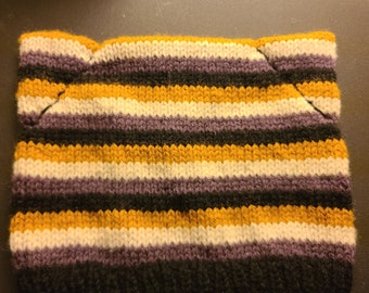 Nonbinary Pride Cat Ears Hat Small Stripes