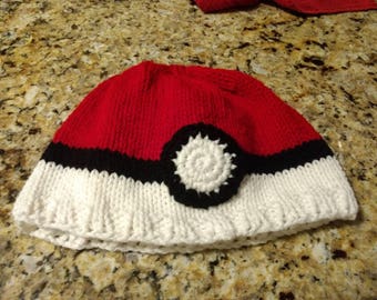 Knitted Pokeball Hat