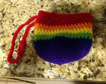 Crochet Rainbow Pride Flag Dice Bag