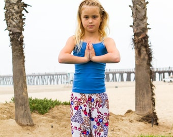 Yoga Pants girls spandex nylon capri legging elastic waist