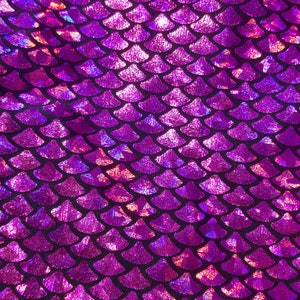 Hot Pink Holographic Foil on Nylon Spandex Fabric Mermaid scales