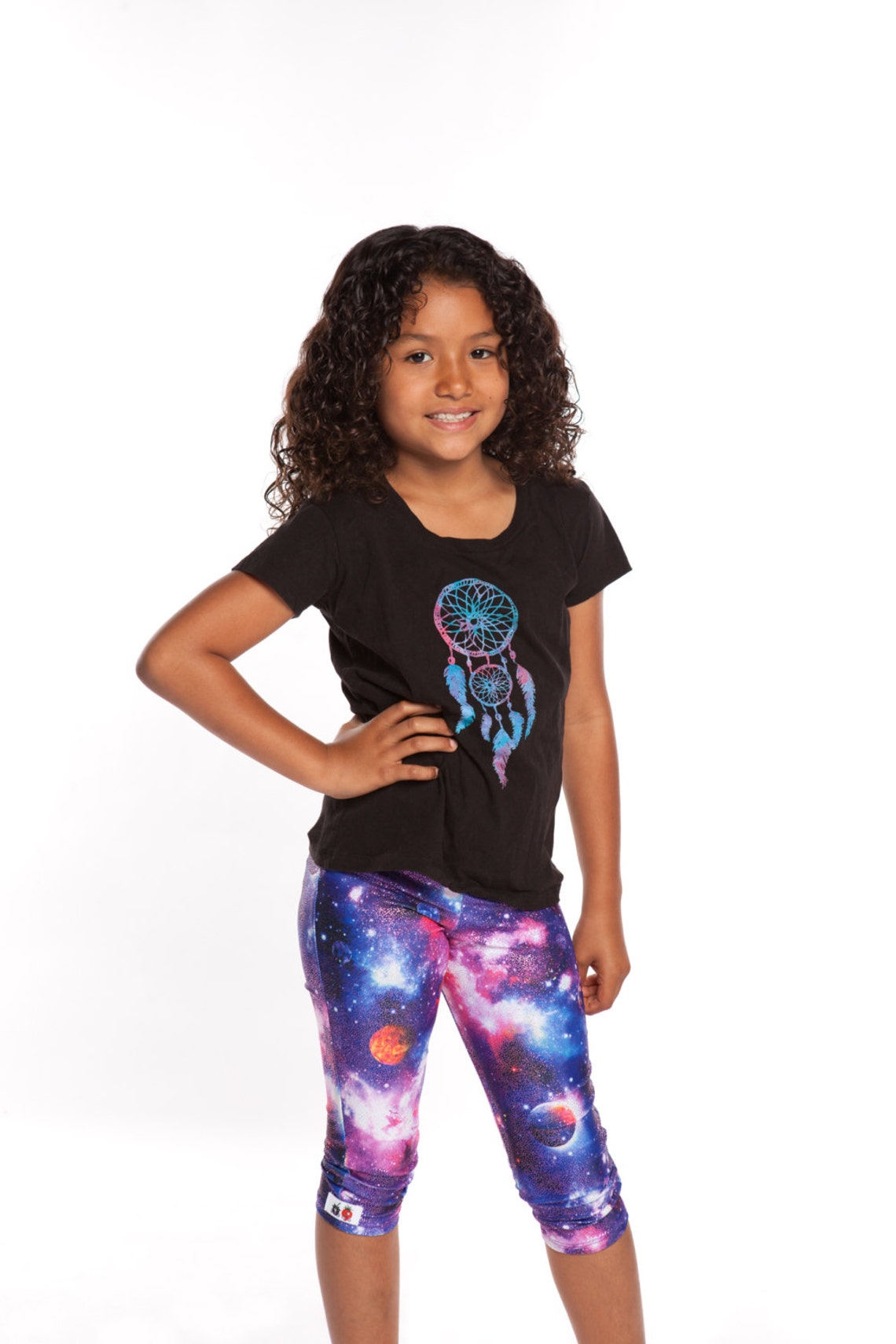 Women's Capri Pants Spandex Nylon Legging Elastic Waist in Galaxy Mommy and Me Matching Prints