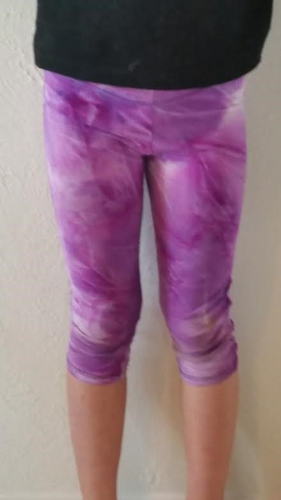 Yoga Pants-girls-spandex/nylon-capri Legging-elastic Waist-tie Dye