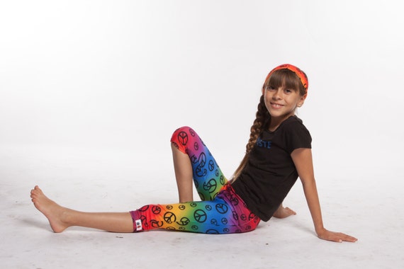 Pants Girls Spandex Nylon Capri Legging Elastic Waist in Rainbow