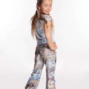 Pants-womens-spandex/nylon-flare legging-elastic waist-Wolf Face Collage