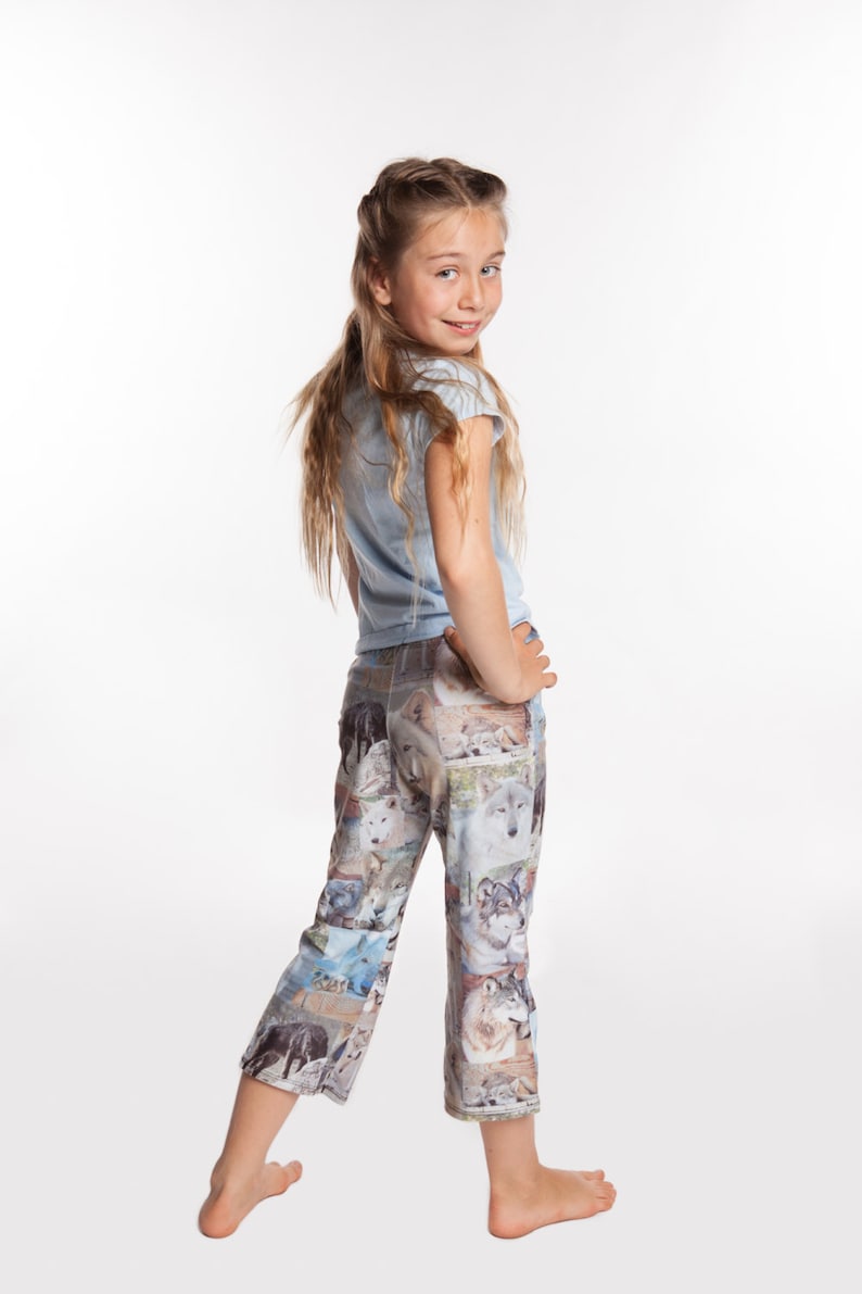 Pants-womens-spandex/nylon-flare legging-elastic waist-Wolf Face Collage image 1