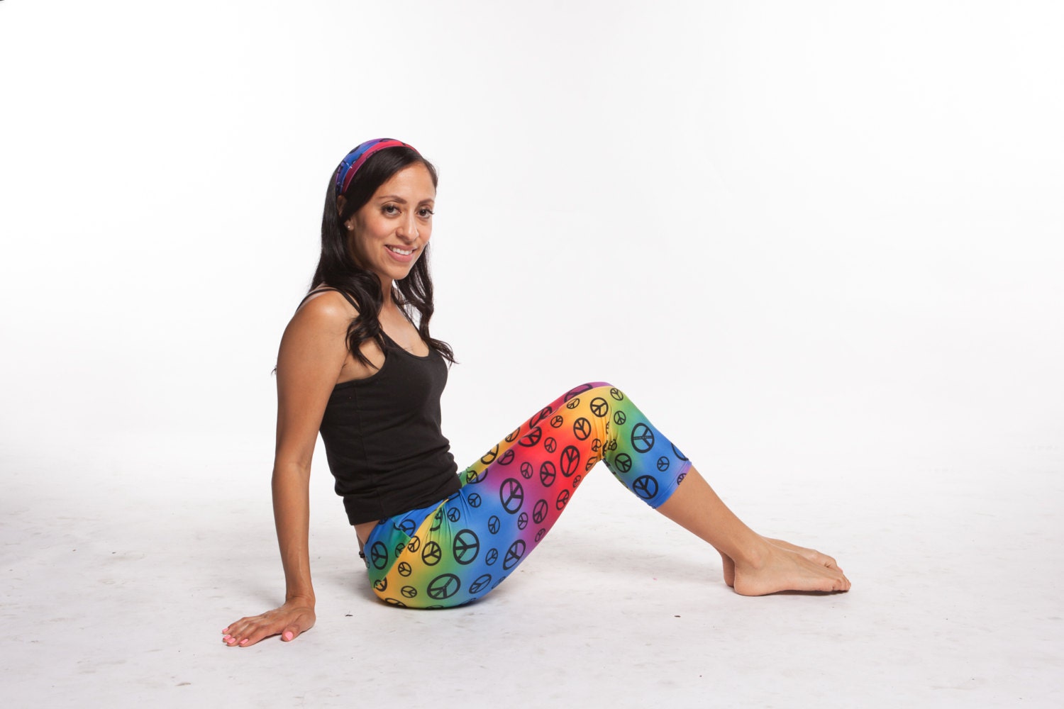 Leggings Women Spandex Nylon Capri Legging Elastic Waist in Rainbow Peace  Mommy and Me Matching Prints -  Canada