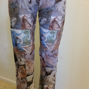 Pants-womens-spandex/nylon-flare legging-elastic waist-Wolf Face Collage image 5