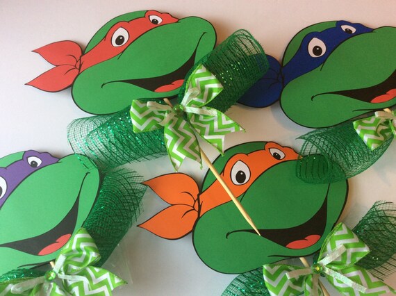 Ninja Turtles Centerpiece Stickbirthday Decorationparty Etsy