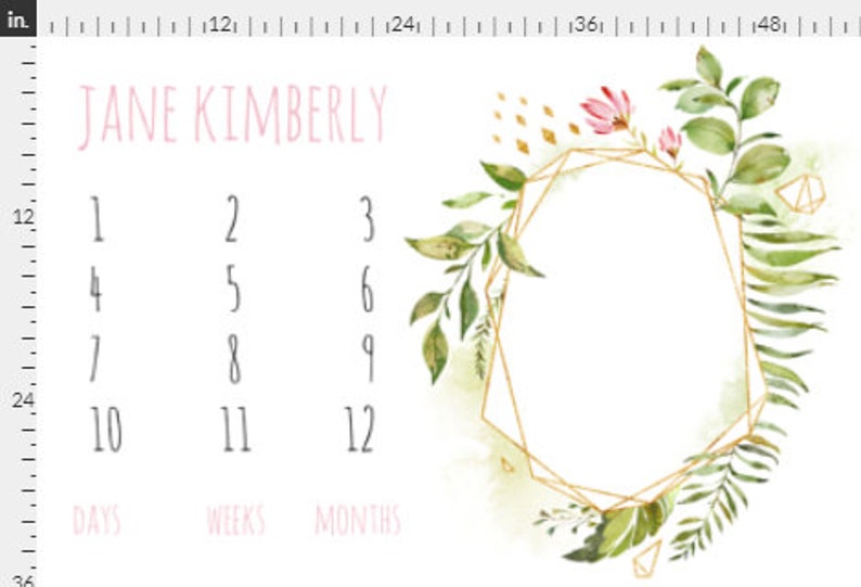 Personalized Baby Age Growth Track Growth and Age Geometric Florals Baby Milestone Blanket
