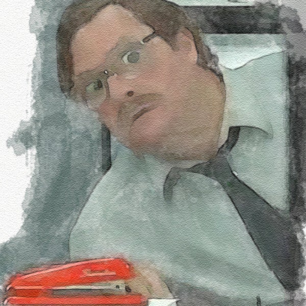 Milton Office Space Watercolor Print: Cubicle Humor Art