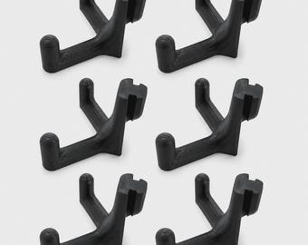 6 Pack Y Style Shed Wall Hooks, 3D Printed Storage Hangers, Black PETG Plastic
