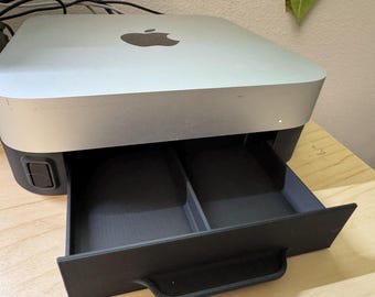 Mac Mini Stand: Space-Saving Dock with Slide-In Drawer & USB