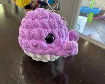 Crochet Whale Keychain – Handmade Purple Plush Amigurumi, Ocean Lover Gift
