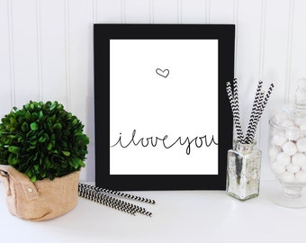 Printable typography - I love you