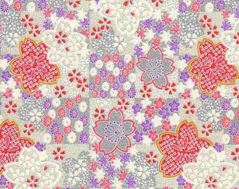 Japanese Chiyogami Origami Yuzen Luxe Paper (CL-F7) Floral, Blossom, Patchwork - A4 Sheet
