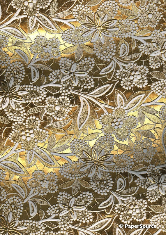 Embossed Foiled Metallic Paper Bloom Pattern Floral Flower Etsy