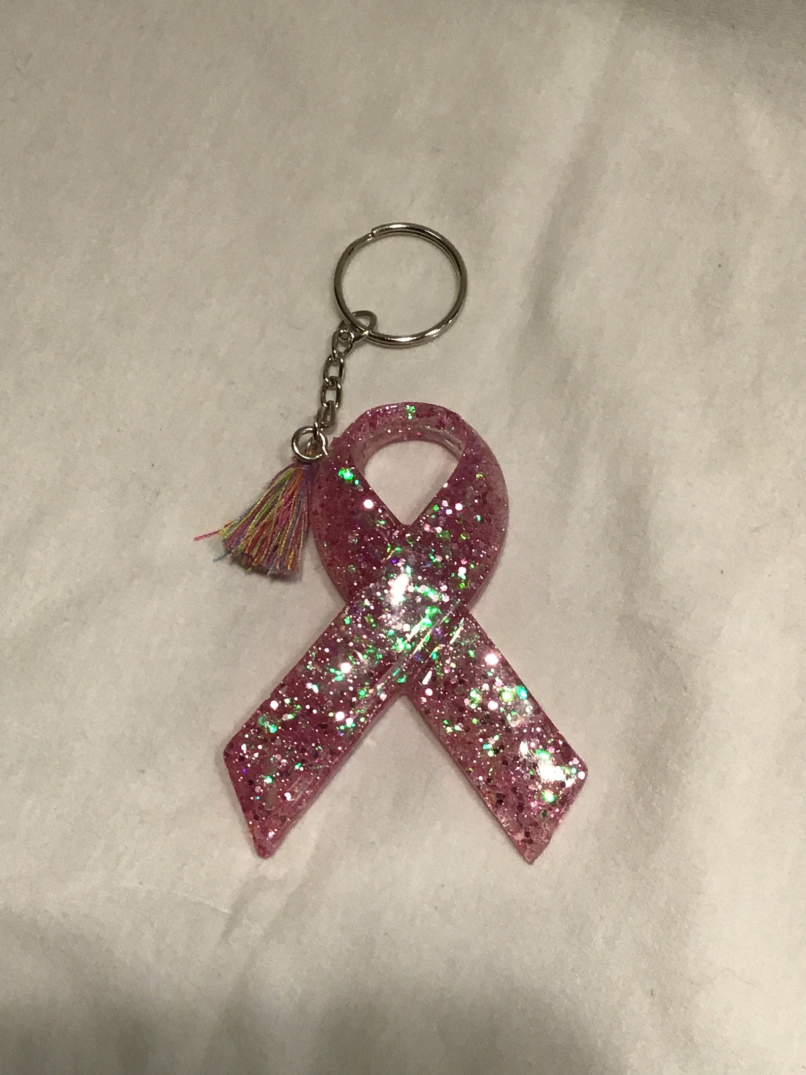 Breast Cancer Awareness Pink Ribbon Key Chain Etsy