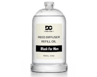 Black For Men Reed Diffuser Refill Oil, Long Lasting Home Fragrance, Masculine Scent