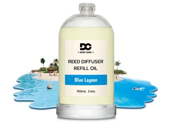 Reed Diffuser Oil Refill - Blue Lagoon - 100mL/3.4Oz - Premium Grade Fragrance Oil Refill for Reed Diffusers