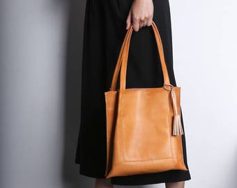 Handmade Handcrafted Vegetable tanned leather Genuine Leather Bag - Natural, Honey, Black