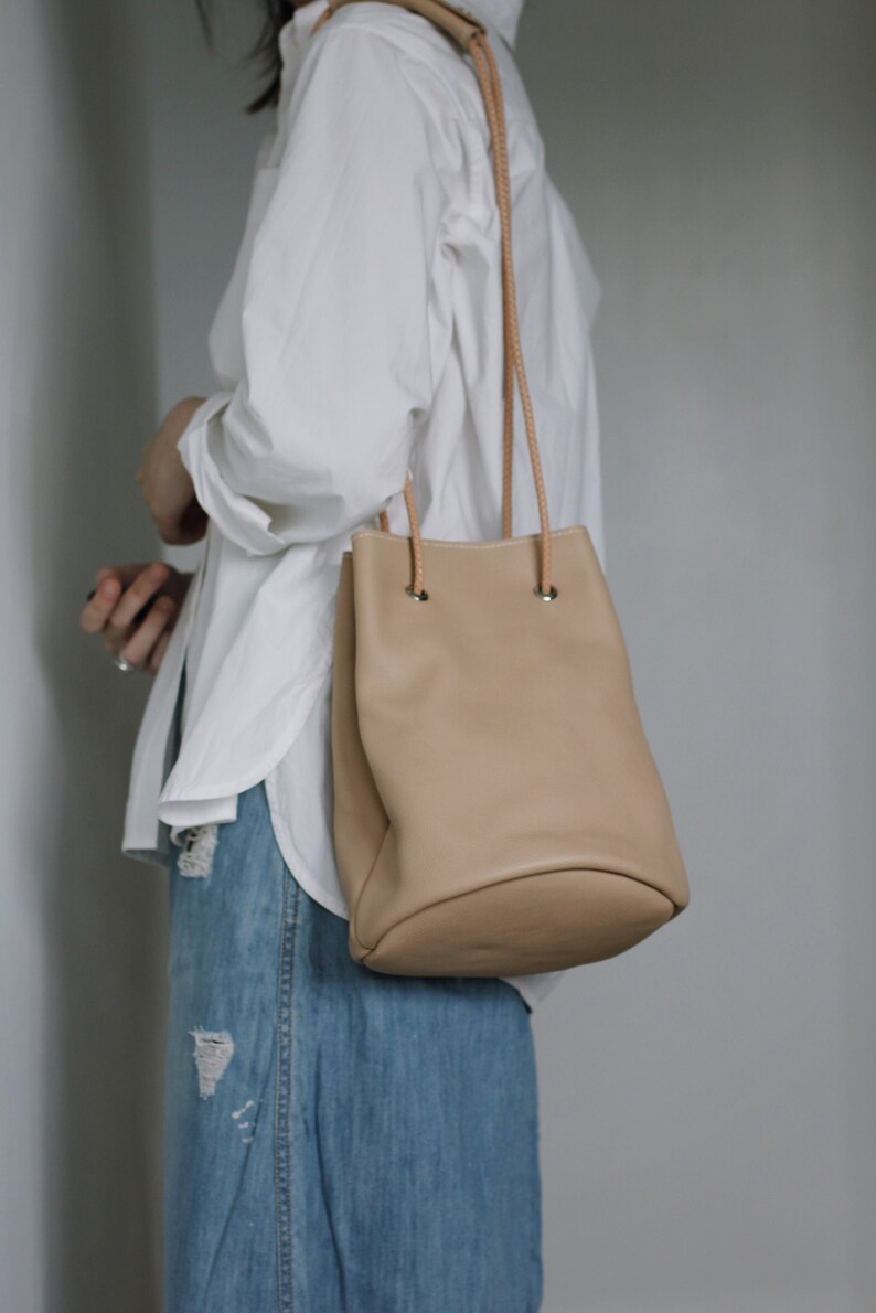 Handmade Handcrafted Genuine Leather Bucket Bag image 1