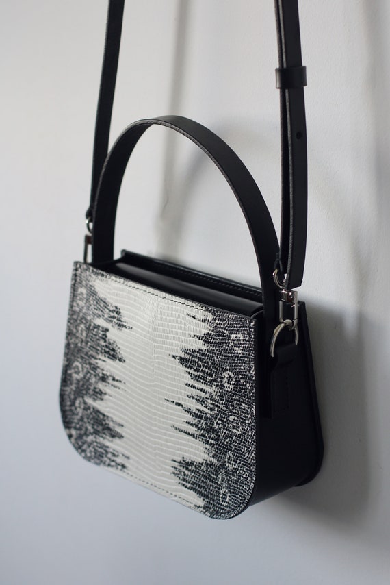 Lizard-embossed Leather Two-way Bag With Hand-carried Strap - Etsy