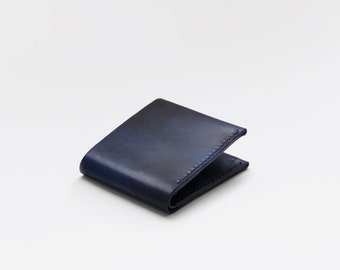 Handmade Handcrafted Vegetable Tanned Leather Wallet - Navy Camouflage