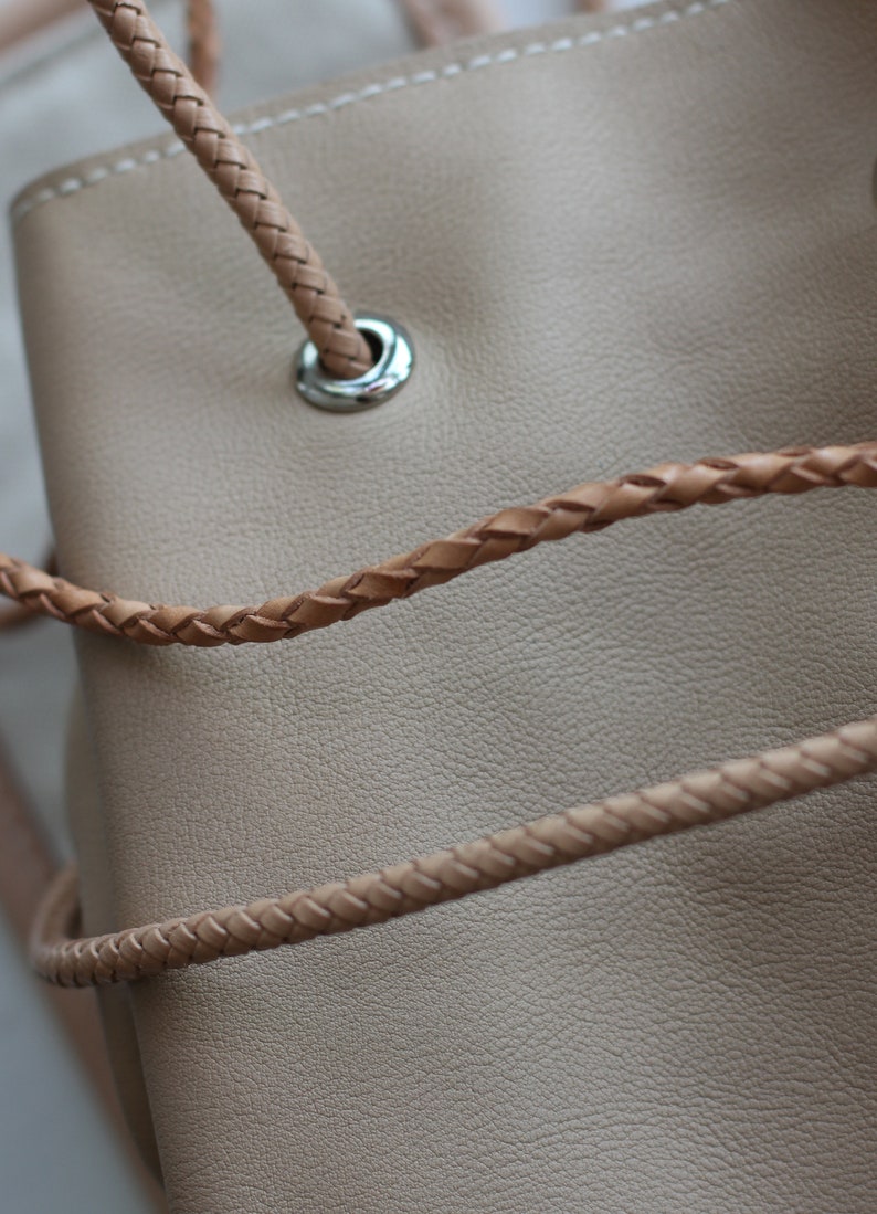 Handmade Handcrafted Genuine Leather Bucket Bag image 10