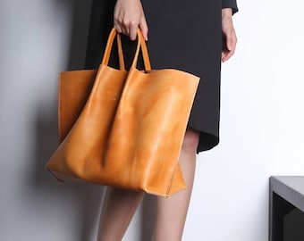 Handmade Handcrafted Vegetable tanned Leather Genuine Leather TWO-WAY Bag - Natural, Honey, Black