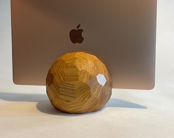 Vertical MacBook Stand, Solid Wood Laptop Dock, Home Office Decor, Decorative Computer Storage