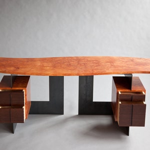 Cinnamon Desk, Modern Desk, Contemporary Desk, Modern Furniture, Wood and Metal Desk, Floating Top Desk, Exotic Wood Desk, Cool Desk image 2